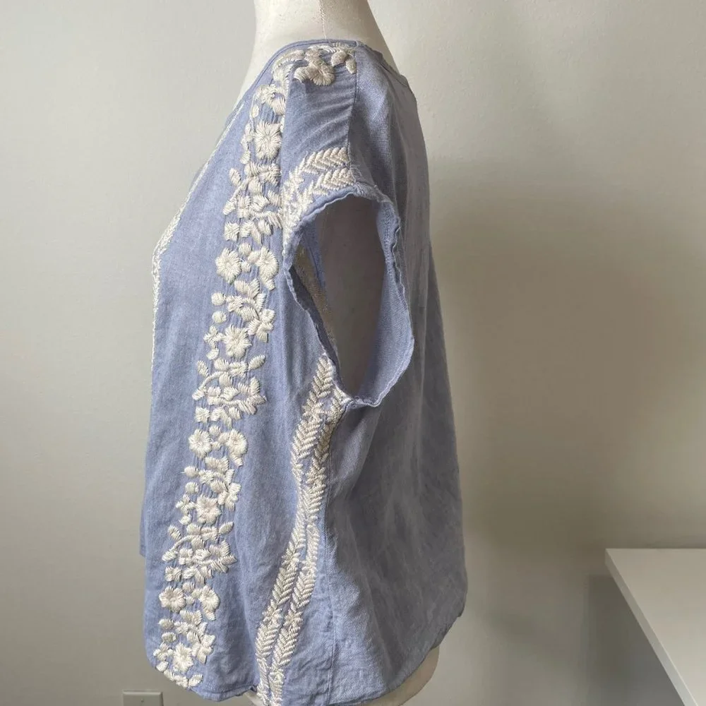 Fresh Produce Organic Cotton Floral Embroidered Top Made in USA - Picture 6 of 11